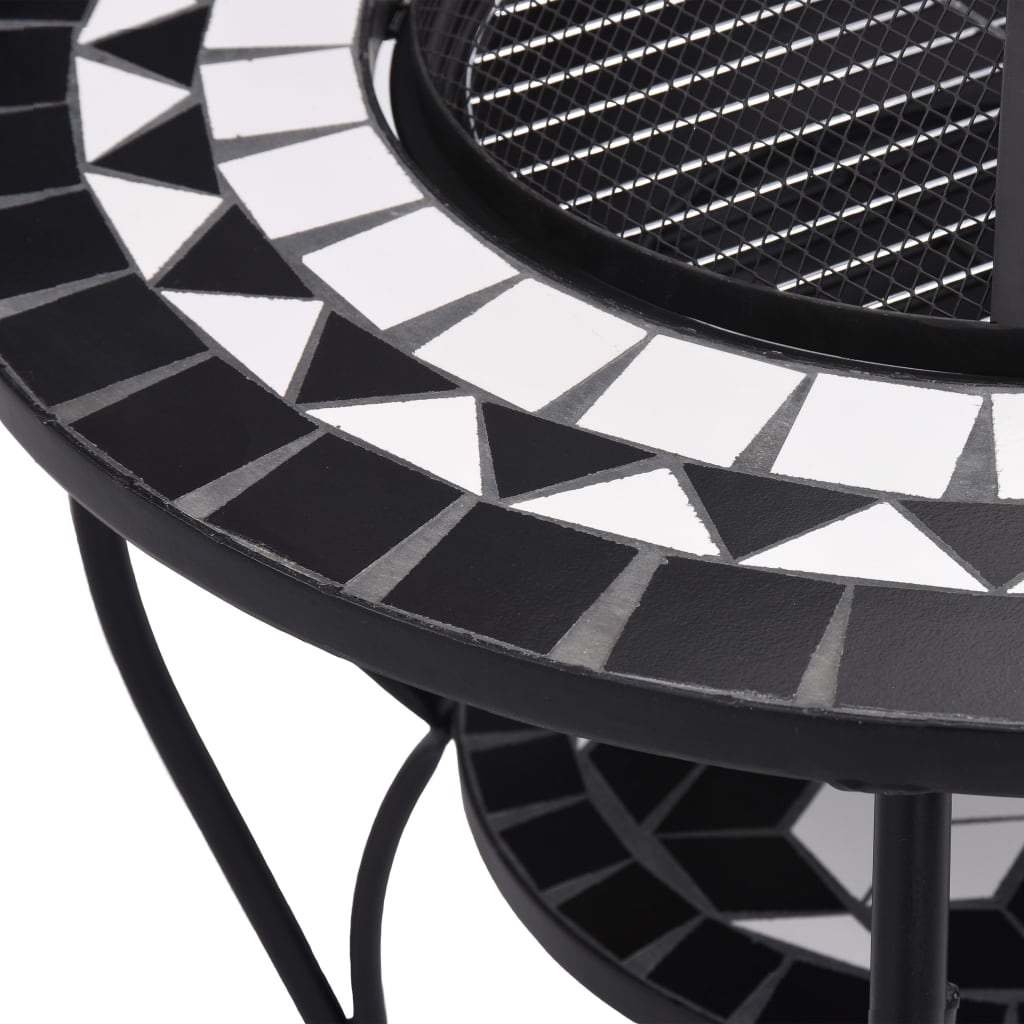 Feuertisch Mosaik Keramik Schwarz und Weiß 68 cm - Pazzar.ch