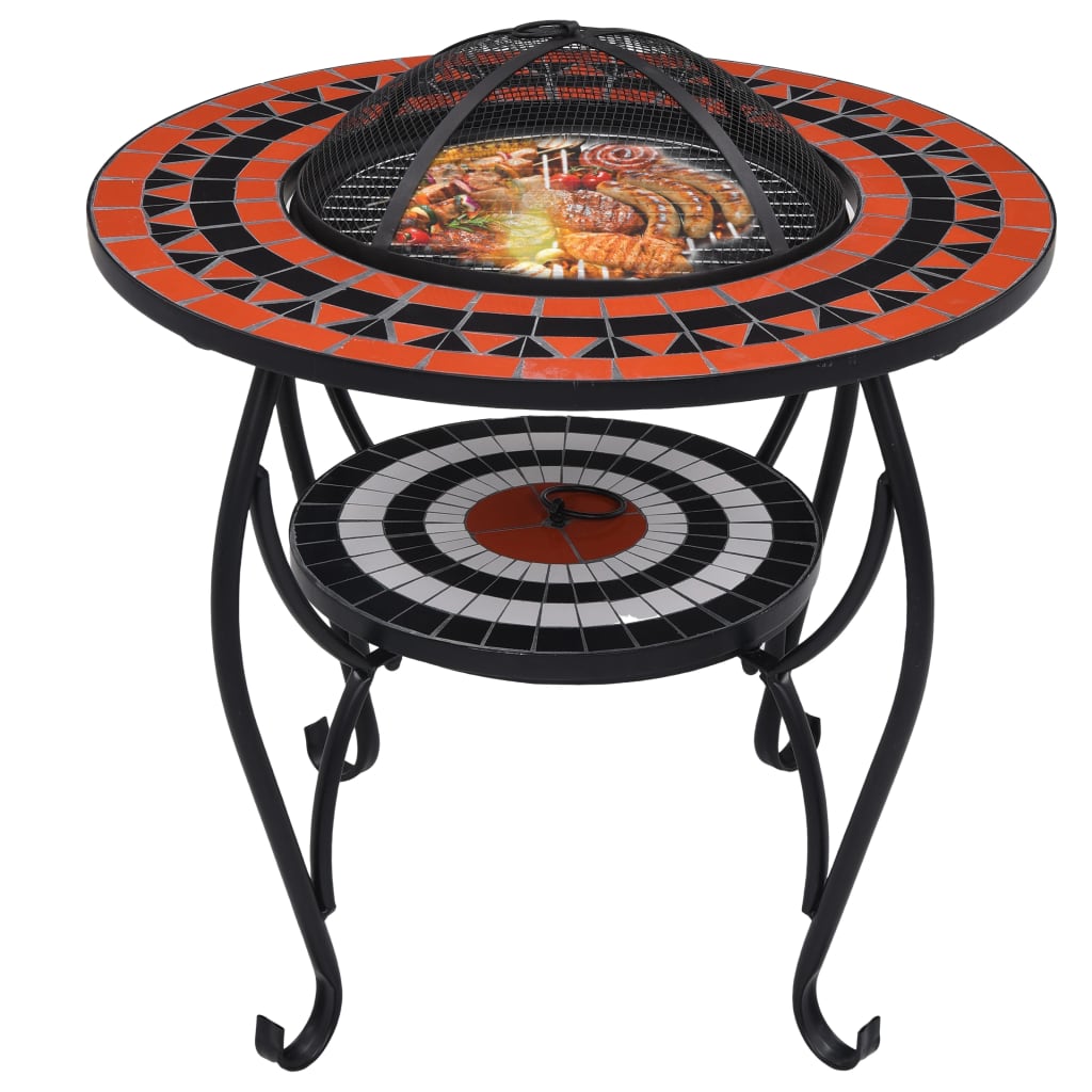 Feuertisch Mosaik Keramik Terracotta und Weiß 68 cm - Pazzar.ch