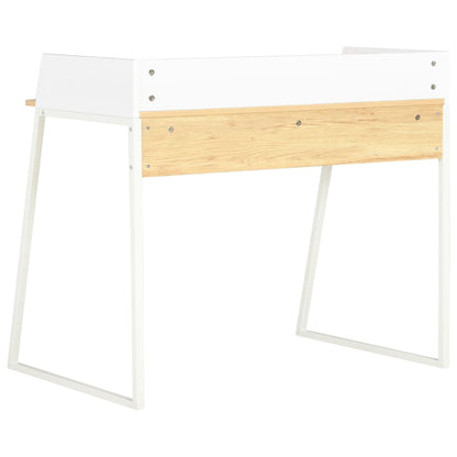 Schreibtisch Weiß und Eiche 90x60x88 cm - Pazzar.ch