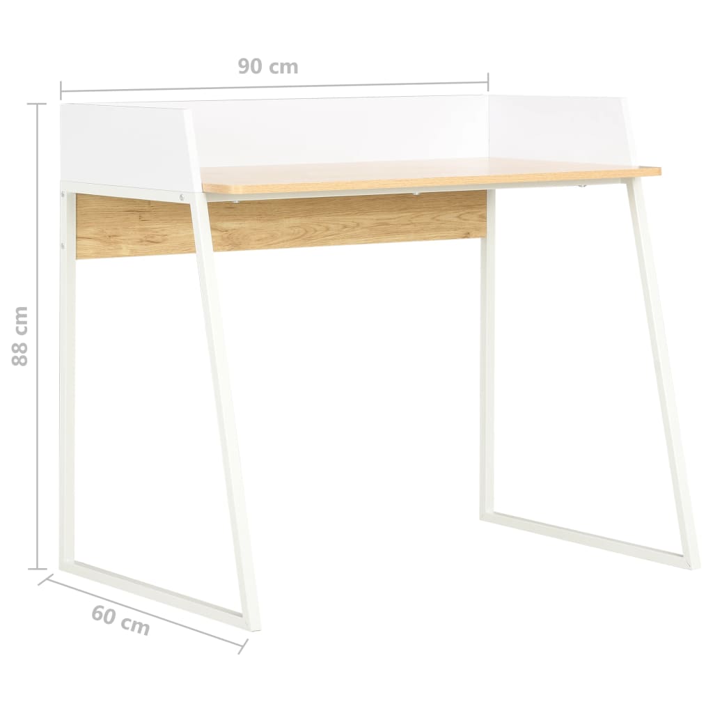 Schreibtisch Weiß und Eiche 90x60x88 cm - Pazzar.ch