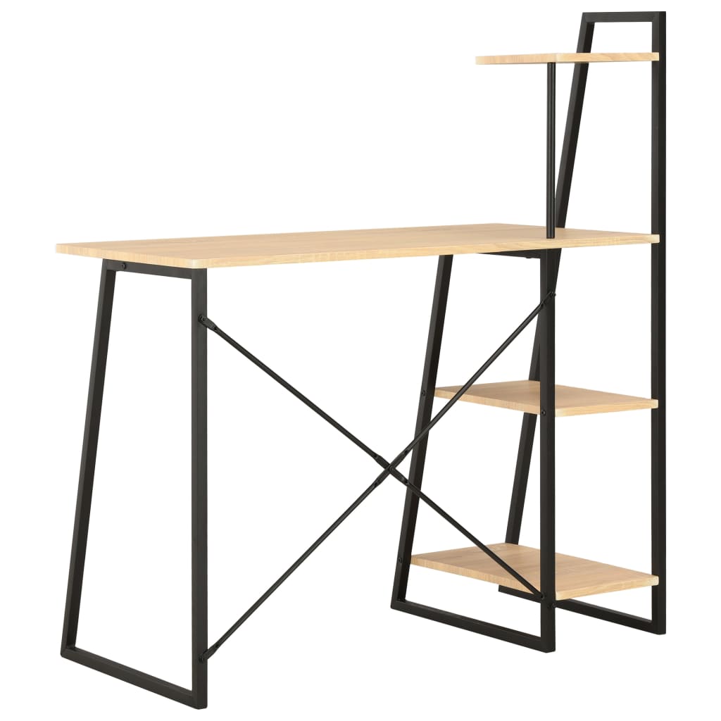 Schreibtisch mit Regaleinheit Schwarz und Eiche 102×50×117 cm - Pazzar.ch