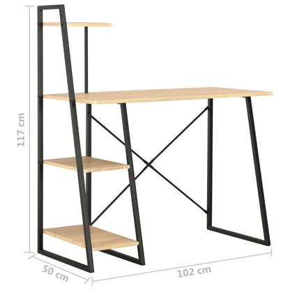 Schreibtisch mit Regaleinheit Schwarz und Eiche 102×50×117 cm - Pazzar.ch