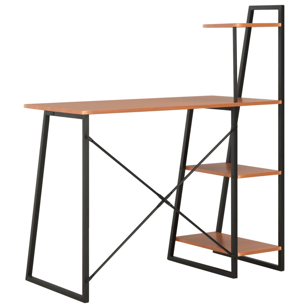 Schreibtisch mit Regaleinheit Schwarz und Eiche 102×50×117 cm - Pazzar.ch