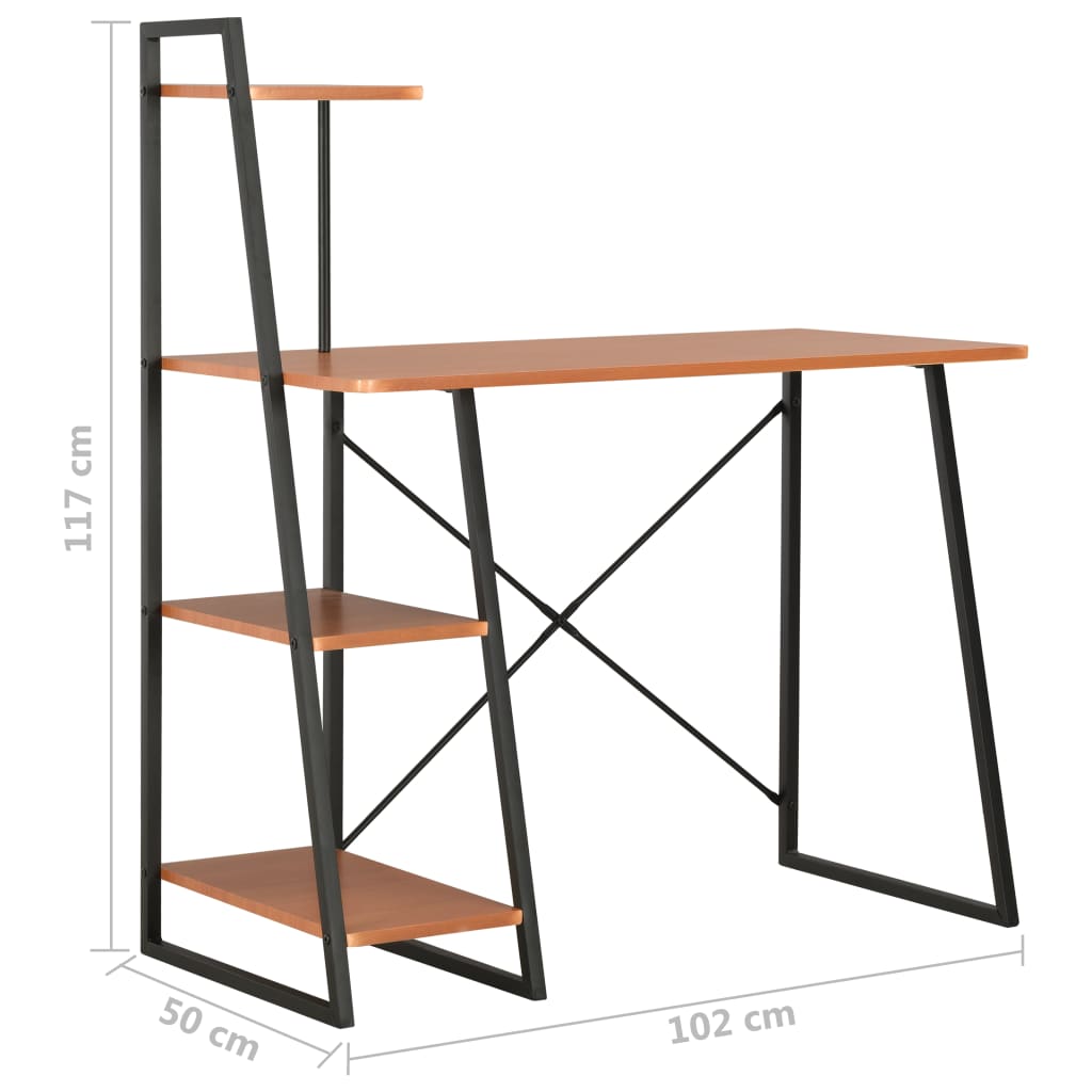 Schreibtisch mit Regaleinheit Schwarz und Eiche 102×50×117 cm - Pazzar.ch