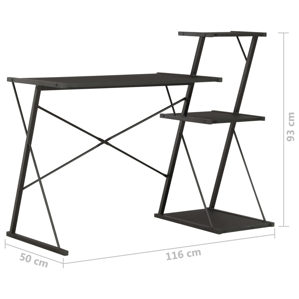 Schreibtisch mit Regal Schwarz 116×50×93 cm - Pazzar.ch