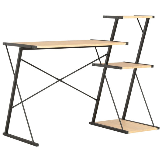 Schreibtisch mit Regal Schwarz und Eiche 116×50×93 cm - Pazzar.ch