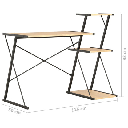 Schreibtisch mit Regal Schwarz und Eiche 116×50×93 cm - Pazzar.ch