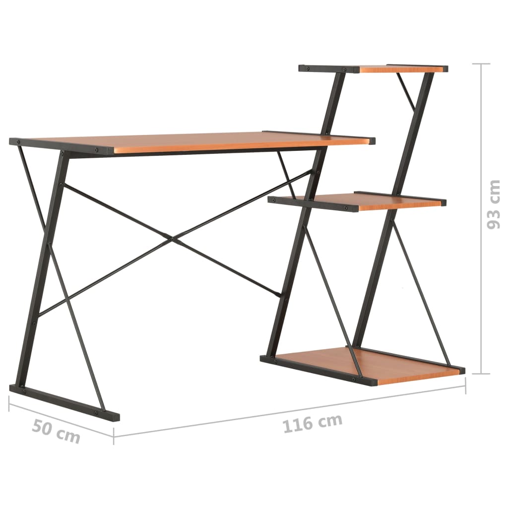 Schreibtisch mit Regal Schwarz und Braun 116×50×93 cm - Pazzar.ch