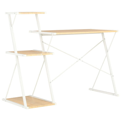 Schreibtisch mit Regal Weiß und Eiche 116×50×93 cm - Pazzar.ch