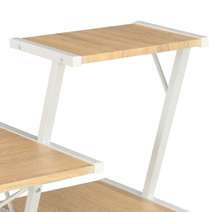 Schreibtisch mit Regal Weiß und Eiche 116×50×93 cm - Pazzar.ch