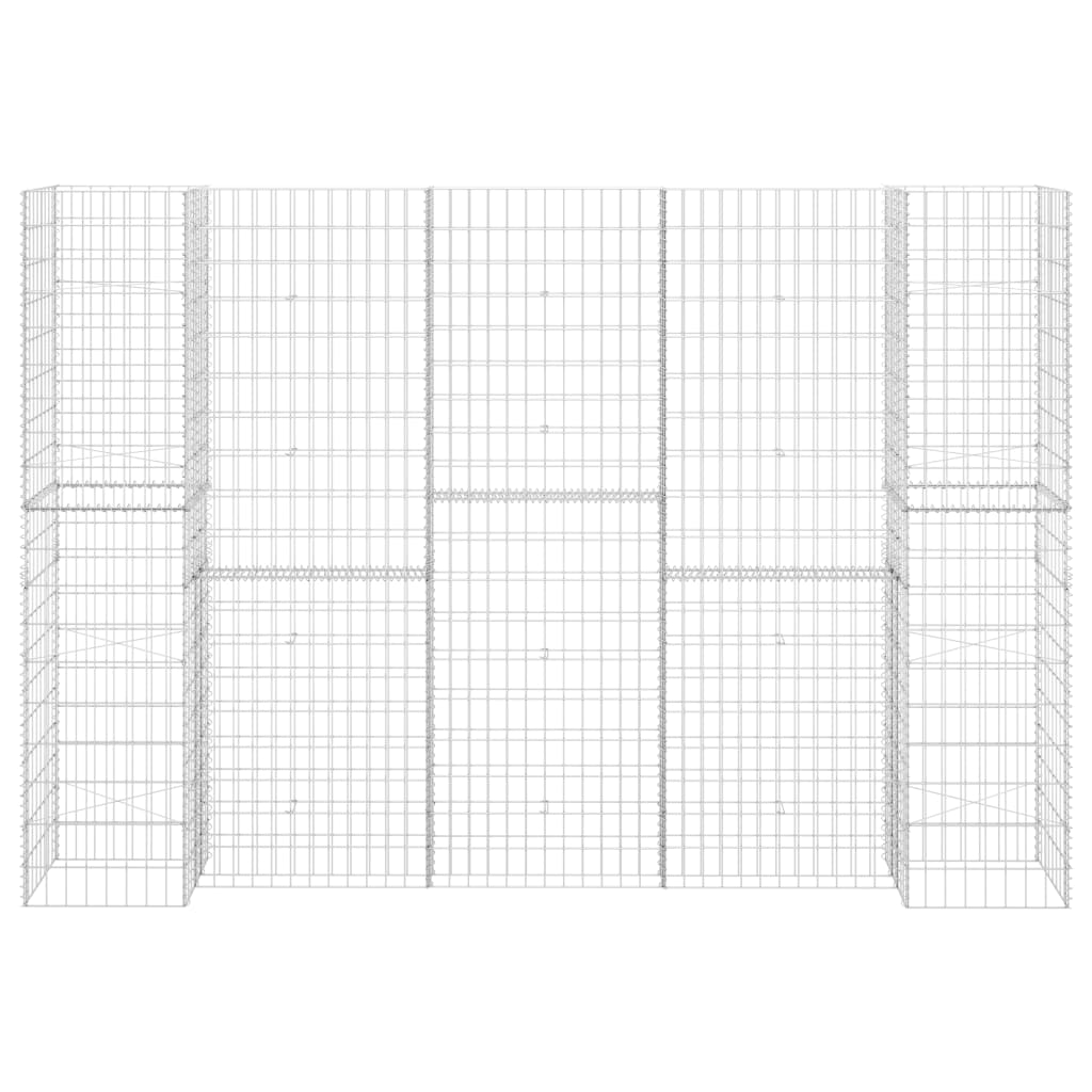 H-förmiger Gabionen-Pflanzkorb Stahldraht 260x40x180 cm
