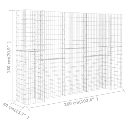 H-förmiger Gabionen-Pflanzkorb Stahldraht 260x40x180 cm - Pazzar.ch