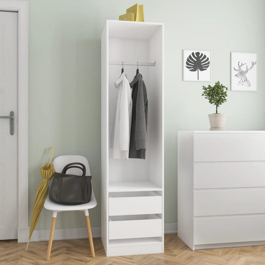Kleiderschrank mit Schubladen Weiß 50x50x200 cm Holzwerkstoff - Pazzar.ch