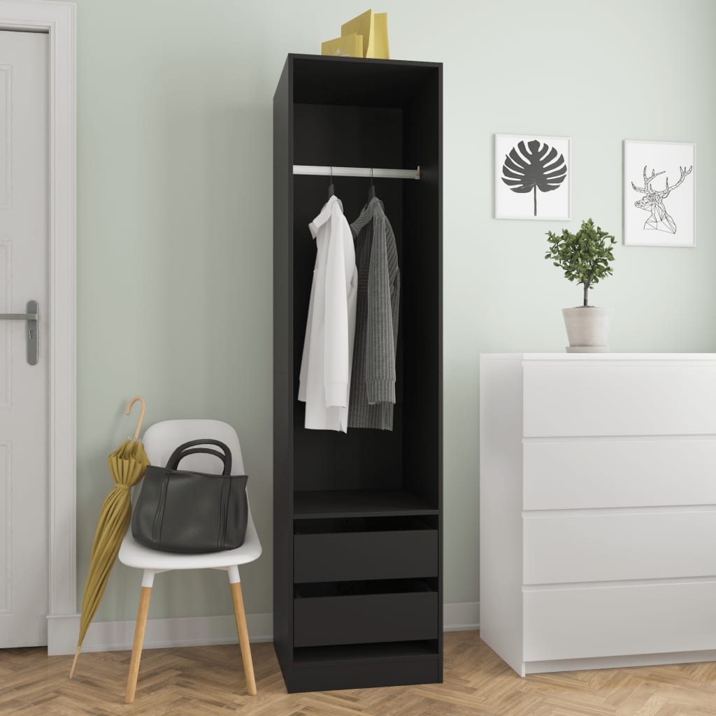 Kleiderschrank mit Schubladen Schwarz 50x50x200cm Holzwerkstoff - Pazzar.ch