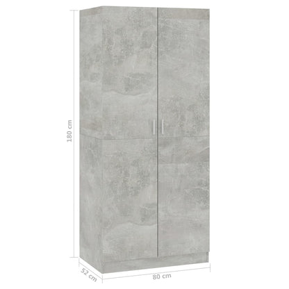 Kleiderschrank Betongrau 80x52x180 cm Holzwerkstoff - Pazzar.ch