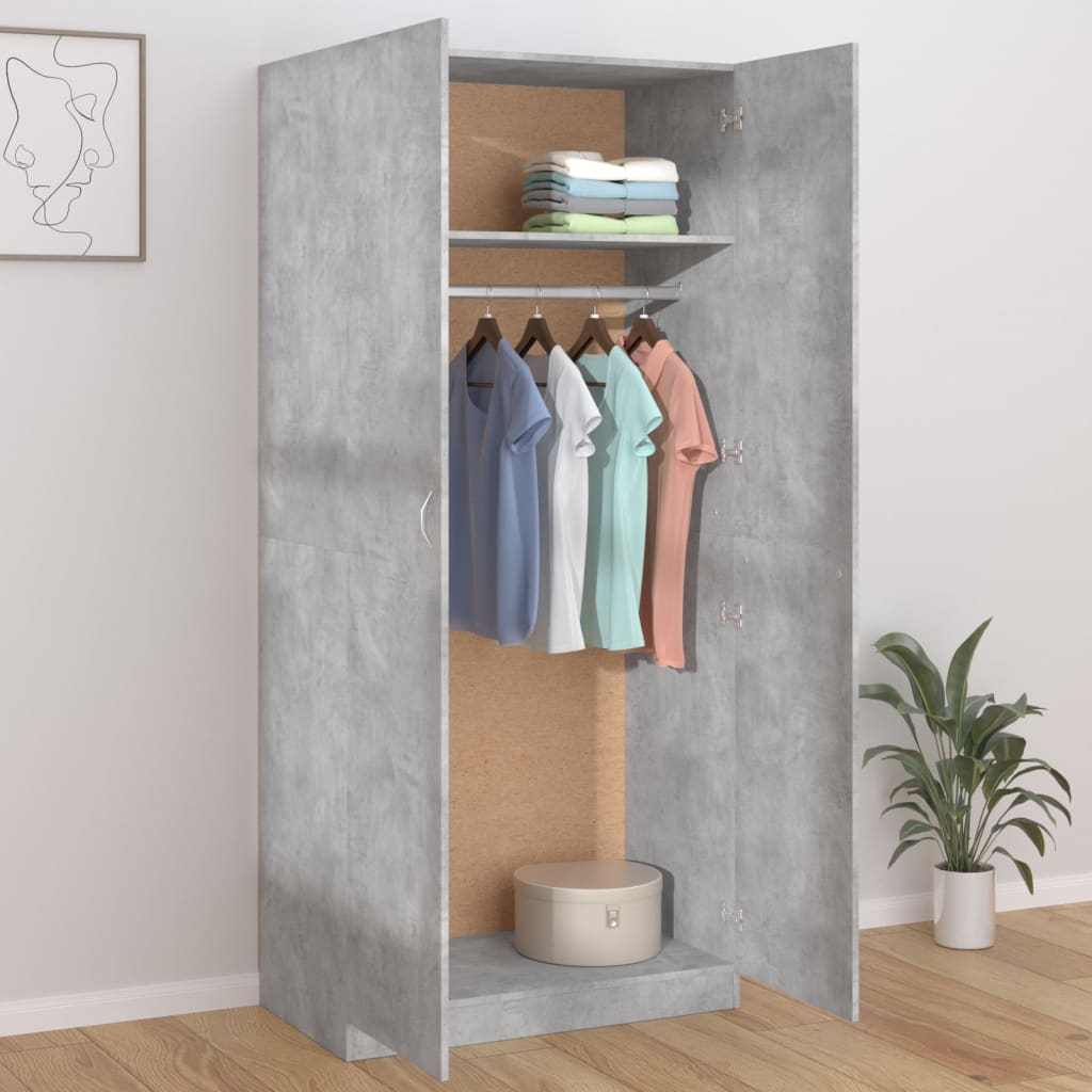Kleiderschrank Betongrau 90x52x200 cm Holzwerkstoff - Pazzar.ch