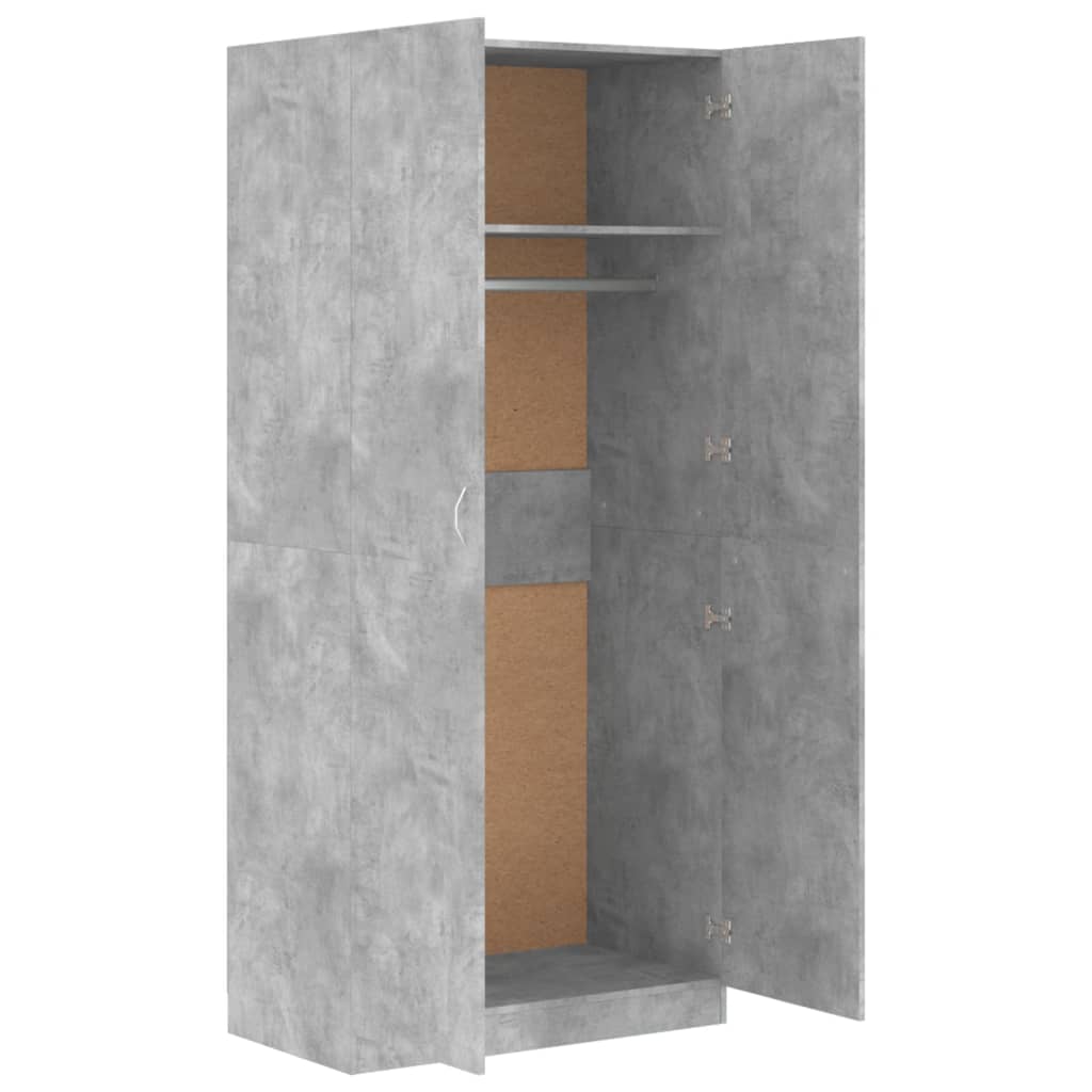 Kleiderschrank Betongrau 90x52x200 cm Holzwerkstoff - Pazzar.ch