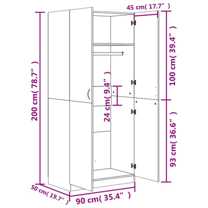 Kleiderschrank Betongrau 90x52x200 cm Holzwerkstoff - Pazzar.ch