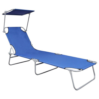 Klappliege mit Sonnenschutz Blau Aluminium - Pazzar.ch