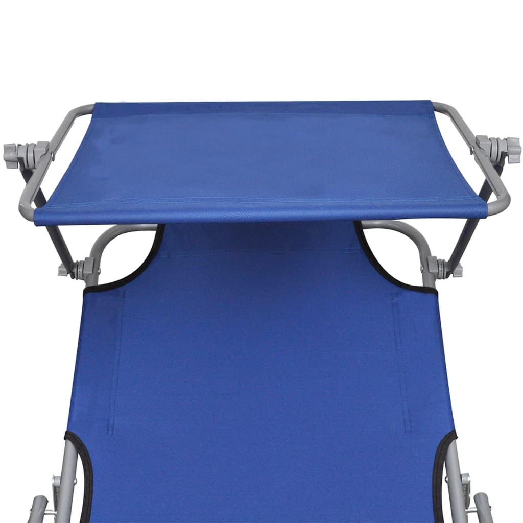 Klappliege mit Sonnenschutz Blau Aluminium - Pazzar.ch