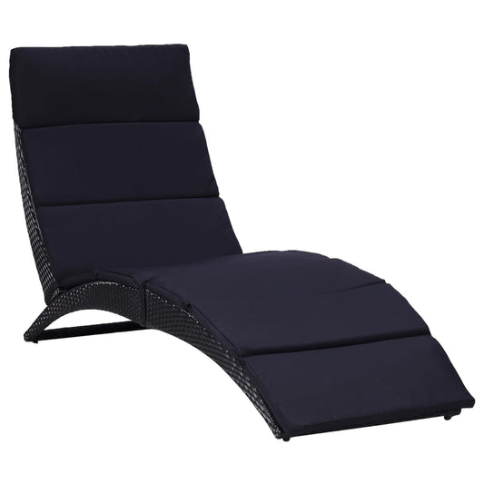 Sonnenliege mit Auflage Poly Rattan Schwarz - Pazzar.ch