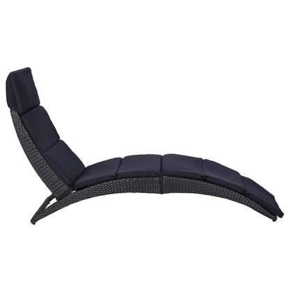 Sonnenliege mit Auflage Poly Rattan Schwarz - Pazzar.ch