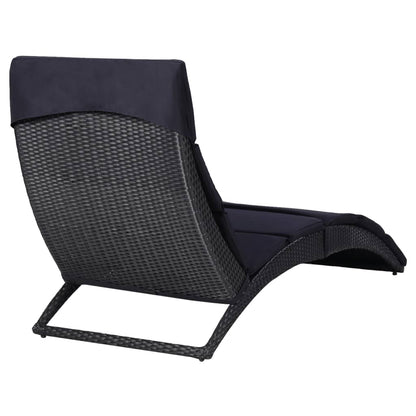 Sonnenliege mit Auflage Poly Rattan Schwarz - Pazzar.ch