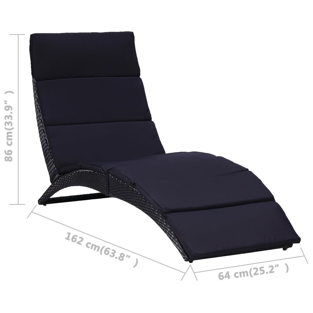 Sonnenliege mit Auflage Poly Rattan Schwarz - Pazzar.ch