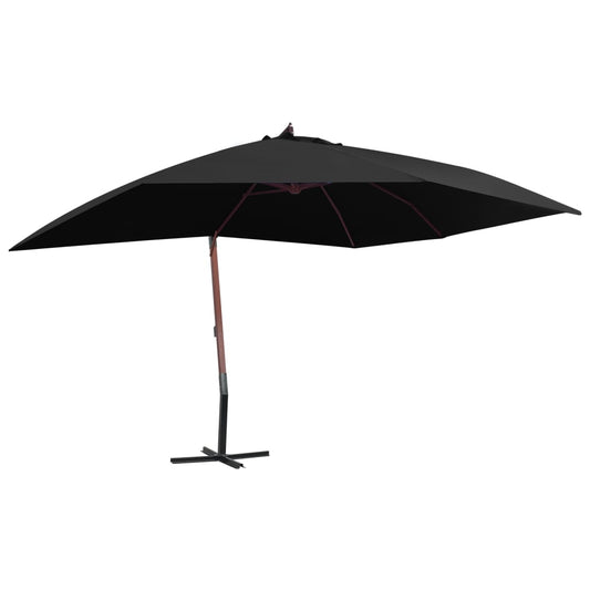 Ampelschirm mit Holzmast 400×300 cm Schwarz - Pazzar.ch