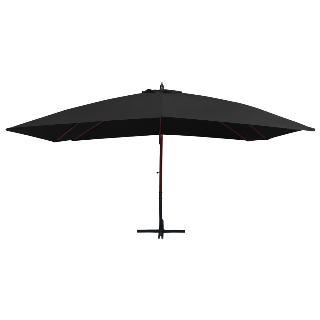 Ampelschirm mit Holzmast 400×300 cm Schwarz - Pazzar.ch