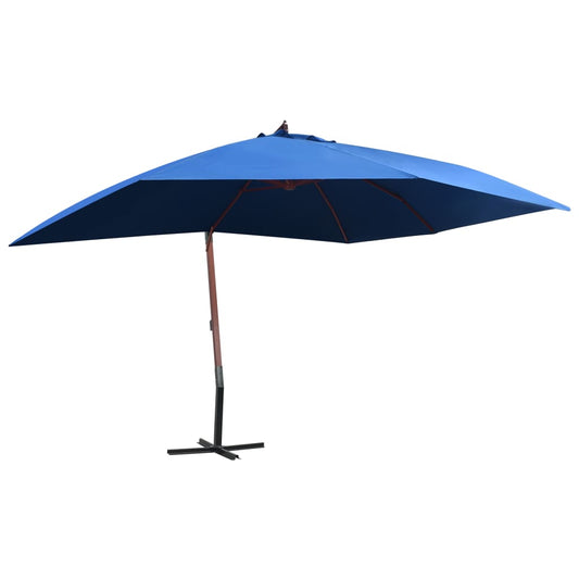 Ampelschirm mit Holzmast 400×300 cm Blau - Pazzar.ch