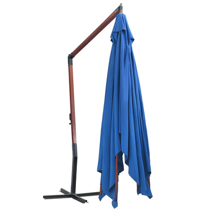 Ampelschirm mit Holzmast 400×300 cm Blau - Pazzar.ch
