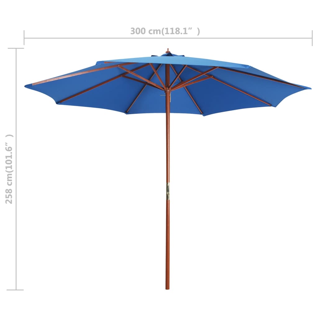 Sonnenschirm mit Holz-Mast 300 x 258 cm Blau - Pazzar.ch