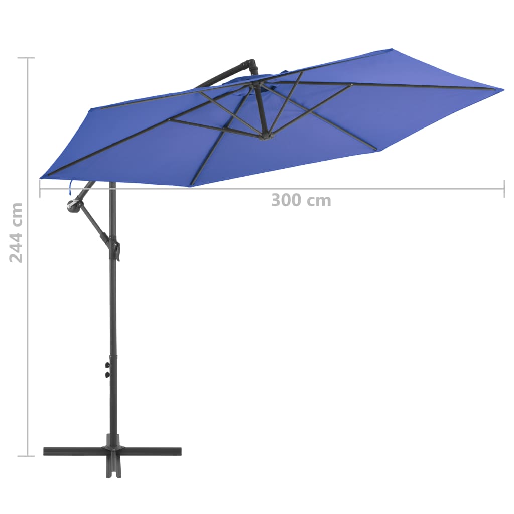 Ampelschirm mit Alu-Mast 300 cm Blau - Pazzar.ch