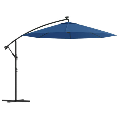 Ampelschirm mit LED-Leuchten und Stahlmast 300 cm Azurblau - Pazzar.ch