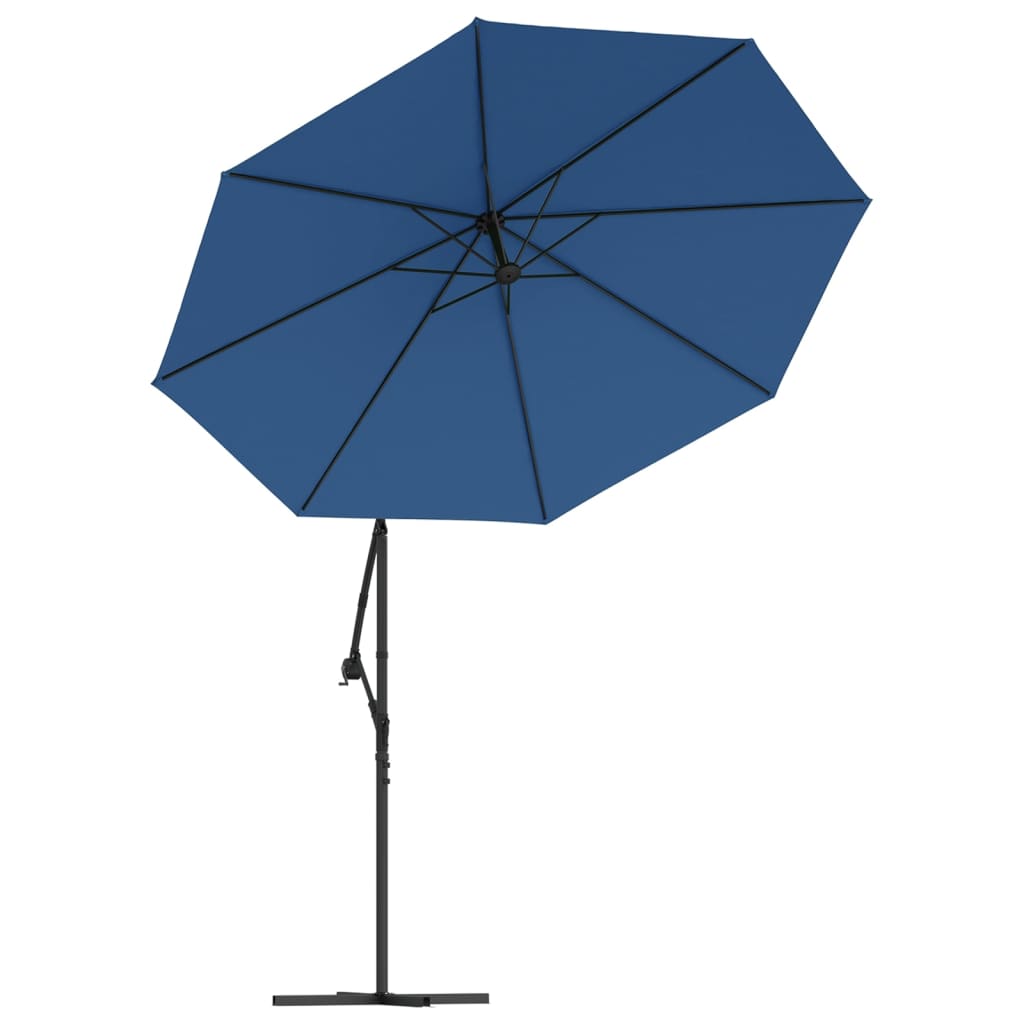 Ampelschirm mit LED-Leuchten und Stahlmast 300 cm Azurblau - Pazzar.ch