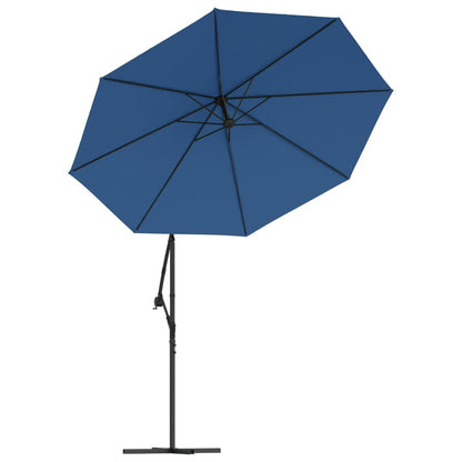Ampelschirm mit LED-Leuchten und Stahlmast 300 cm Azurblau - Pazzar.ch