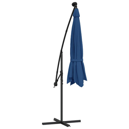 Ampelschirm mit LED-Leuchten und Stahlmast 300 cm Azurblau - Pazzar.ch