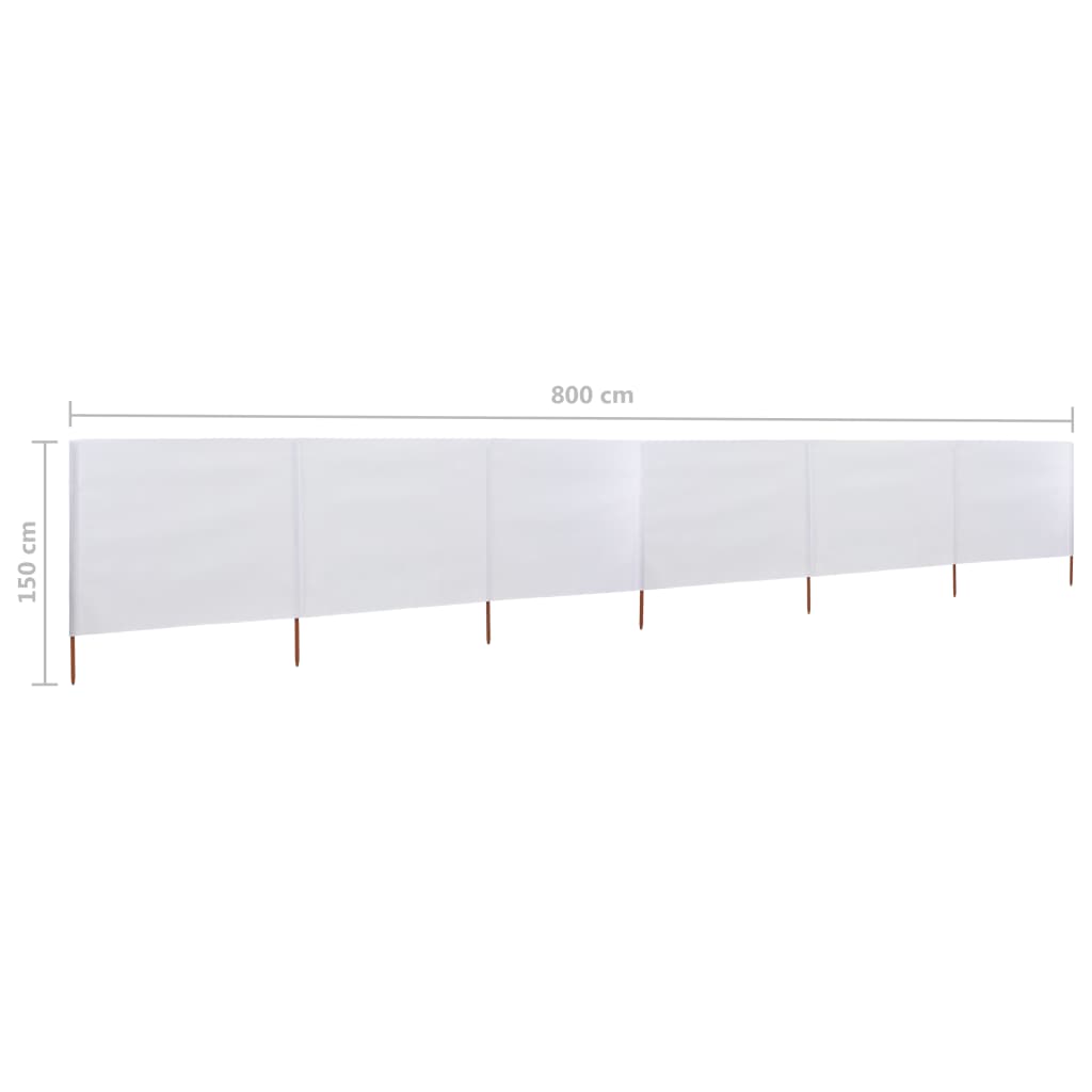6-teiliges Windschutzgewebe 800 x 120 cm Sandweiß