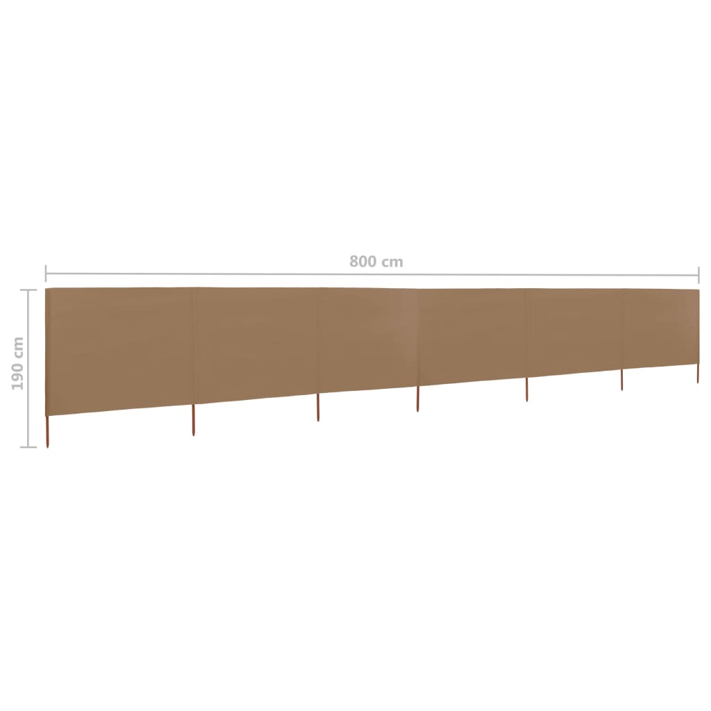 6-teiliges Windschutzgewebe 800 x 160 cm Taupe - Pazzar.ch