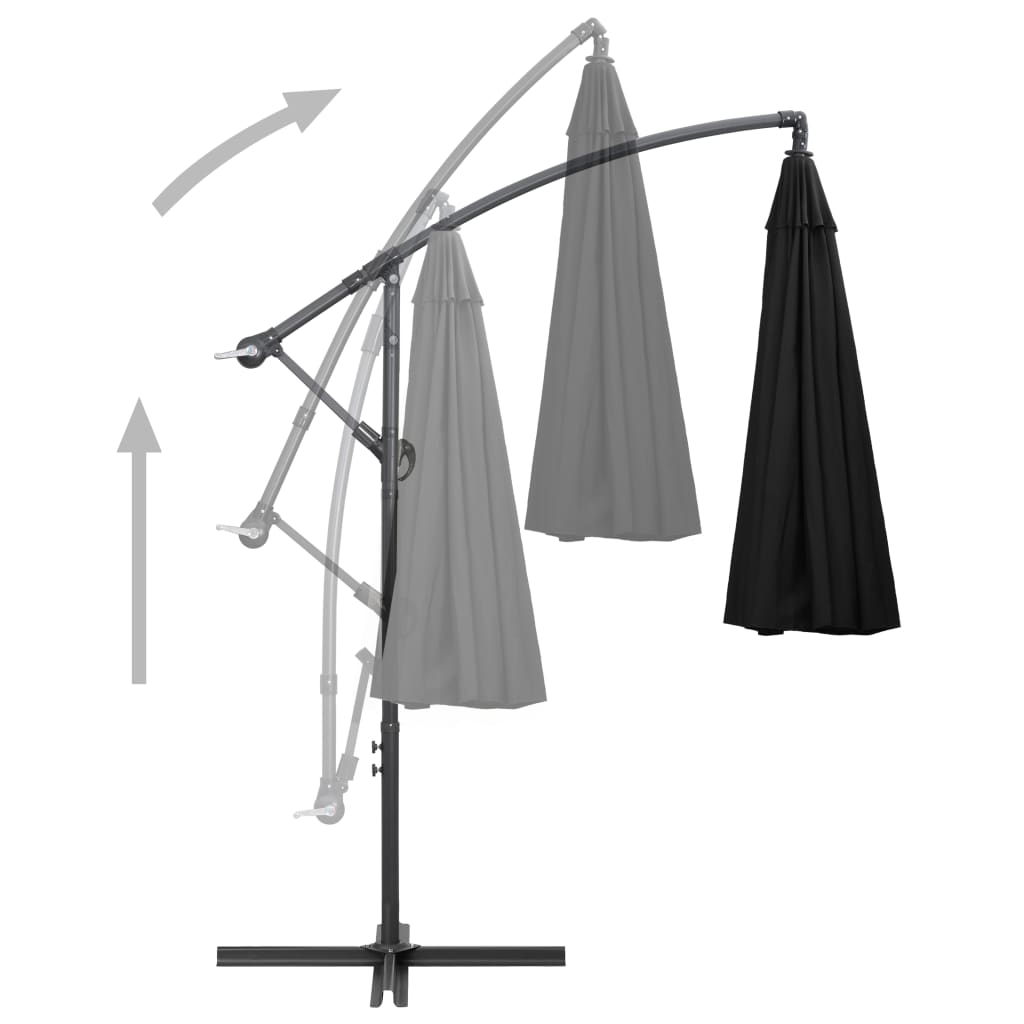 Ampelschirm Schwarz 3 m Aluminium-Mast - Pazzar.ch