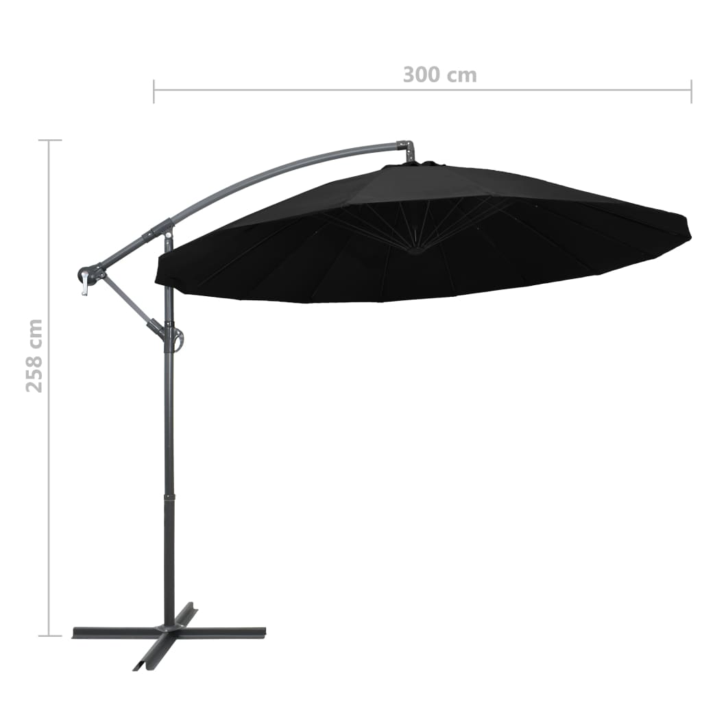 Ampelschirm Schwarz 3 m Aluminium-Mast - Pazzar.ch