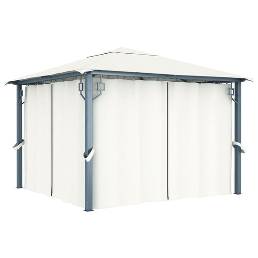 Pavillon mit Vorhängen 300 x 300 cm Creme Aluminium - Pazzar.ch