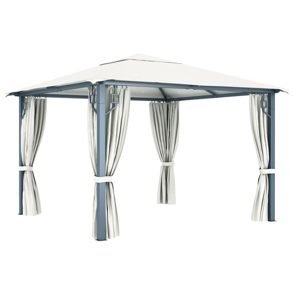 Pavillon mit Vorhängen 300 x 300 cm Creme Aluminium - Pazzar.ch
