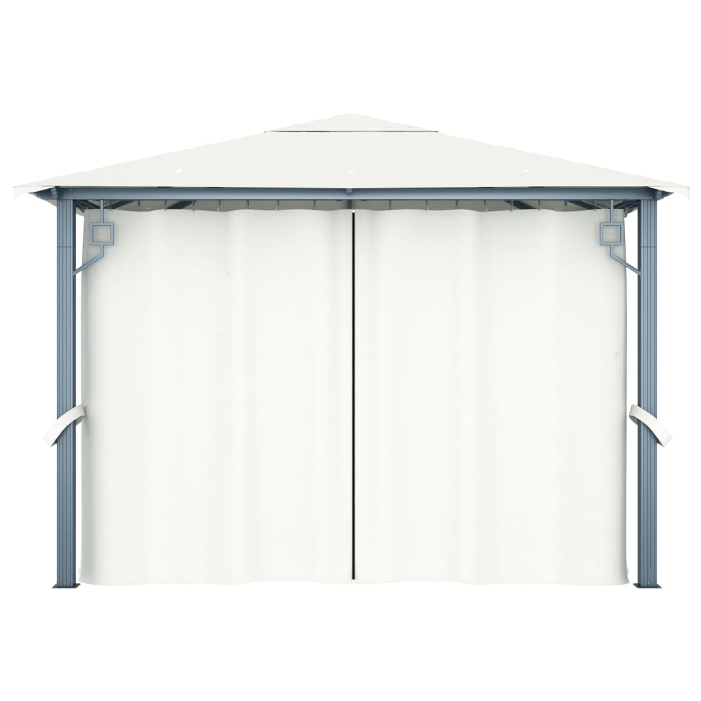 Pavillon mit Vorhängen 300 x 300 cm Creme Aluminium - Pazzar.ch