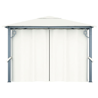 Pavillon mit Vorhängen 300 x 300 cm Creme Aluminium - Pazzar.ch