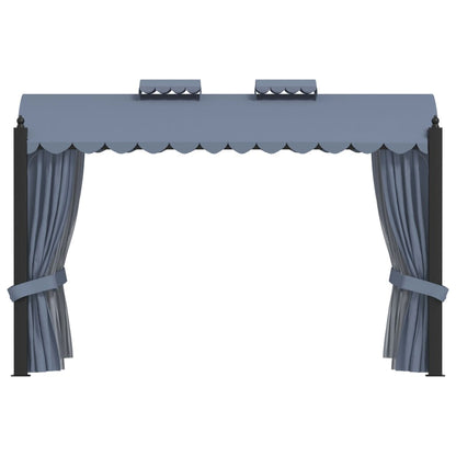 Pavillon mit Vorhängen 3 x 4 m Anthrazit Stahl - Pazzar.ch