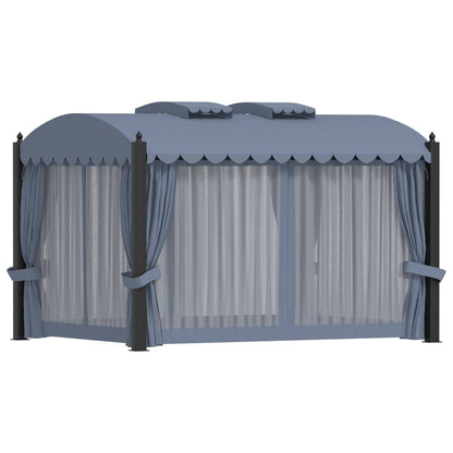 Pavillon mit Vorhängen 3 x 4 m Anthrazit Stahl - Pazzar.ch
