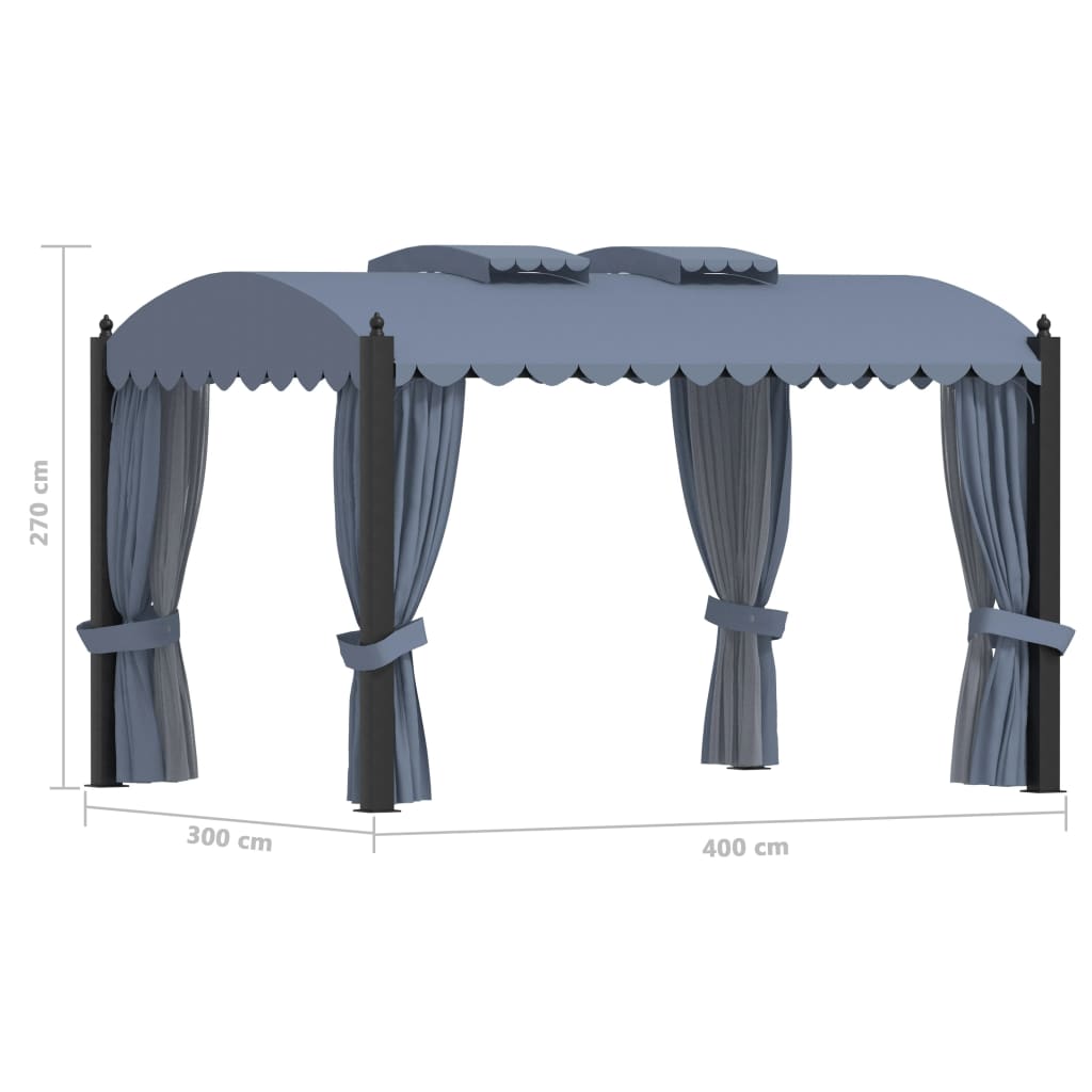 Pavillon mit Vorhängen 3 x 4 m Anthrazit Stahl - Pazzar.ch