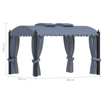 Pavillon mit Vorhängen 3 x 4 m Anthrazit Stahl - Pazzar.ch